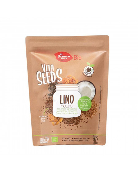 Semillas de Lino Molido con Trigo Sarraceno, Almendras, Coco y Nibs de Cacao Vitaseeds Bio El Granero Integral 200 g